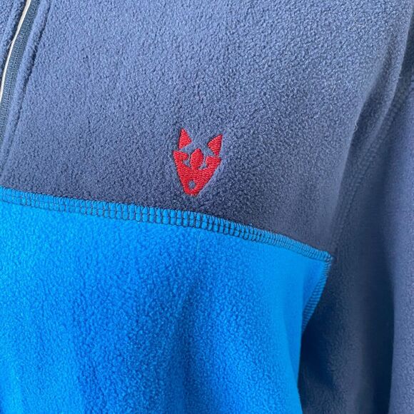 Men's Large Fleece Sweatshirt Alpha Camp Blue Long Sleeve Quarter Zip High Neck - Picture 3 of 9